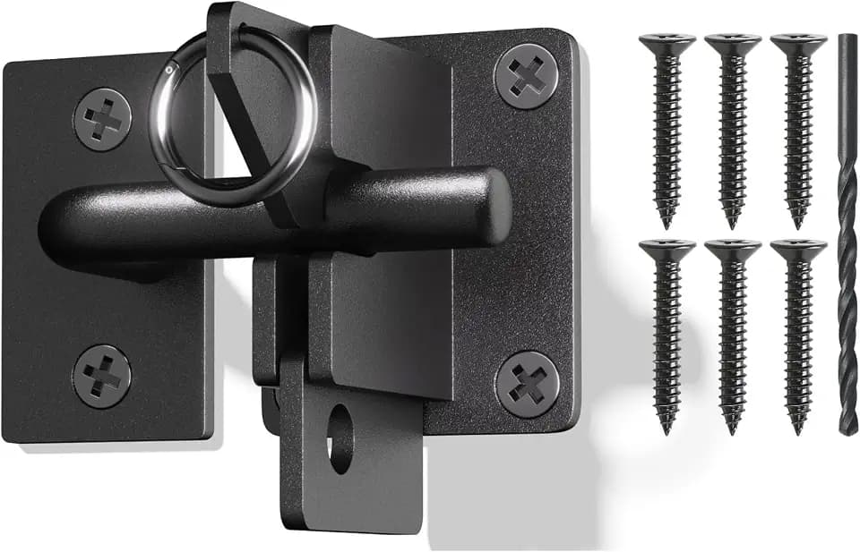 Hulave 304 Stainless Steel Fence Gate Latch, Self-Locking Gravity Gate Latch, Heavy Duty Privacy Gate Latch for Wooden Fence, Metal Gate & Vinyl Fence Gate Hardware (Black)