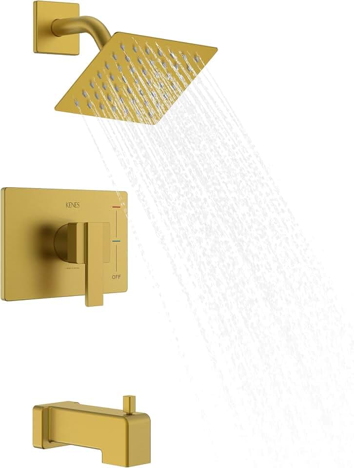KENES Shower Set with Tub Faucet, Brushed Gold Tub Shower Faucet Set