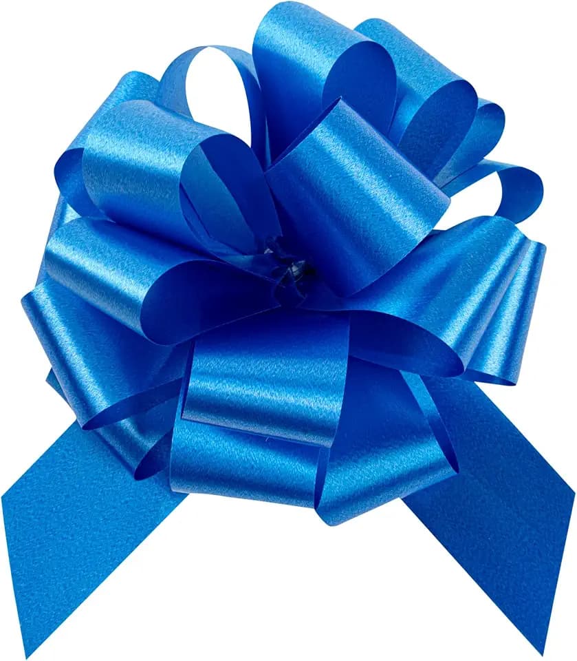 Restaurantware-Gift Tek 5.5 Inch Ribbon Pull Bows, 1000 Satin Pull Bows - 20 Loops, Instant Design, Midnight Blue Plastic Flower Bow for Gifts, Large, for Wedding Baskets and Gift Wrapping