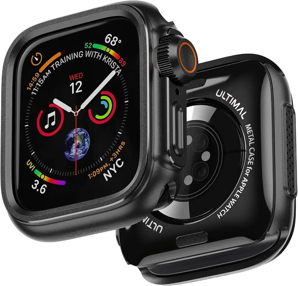 ULTIMAL Metall-Gehäuse Kompatibel mit Apple Watch Series 6/5/4/SE/SE2 44mm mit Rückabdeckung, Militärisch Robustes Schutzgehäuse, Robuste Hülle für iWatch 44mm