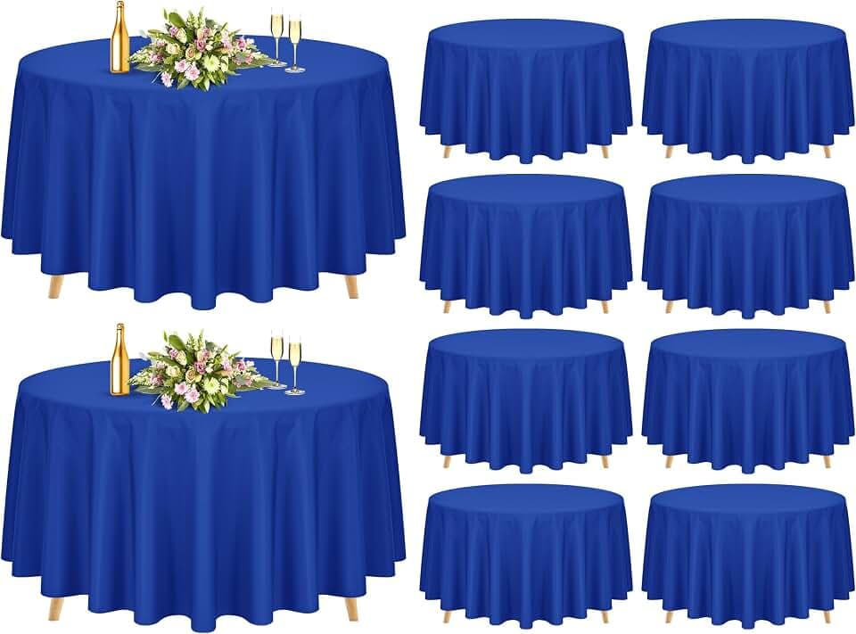 10 Pack Royal Blue Round Tablecloths 90 Inch, Polyester Round Table Cloth Circle Bulk Linen Washable Table Cloth Stain and Wrinkle Resistant Circle Table Cover for Wedding Party Dining Banquet