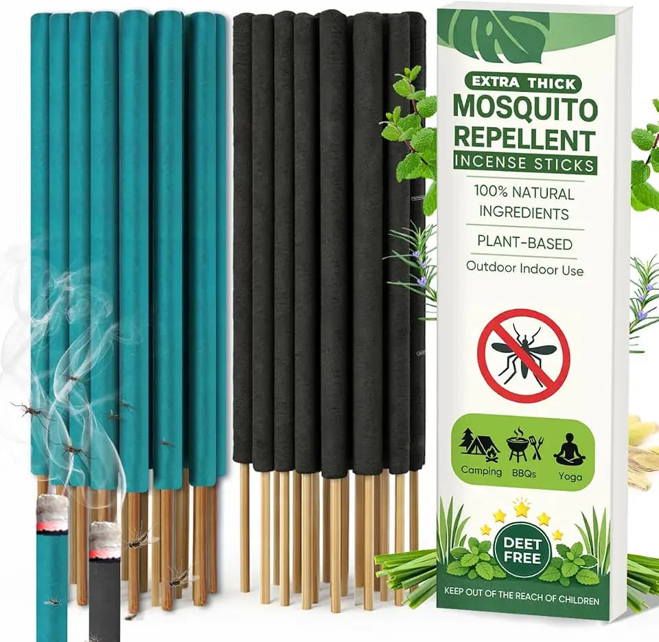 24 Pack Extra Large Mosquito Repellent Sticks, DEET Free, Portable Extra Thick Citronella Incense Sticks for Mosquito Repllent Indoor and Outdoor Use