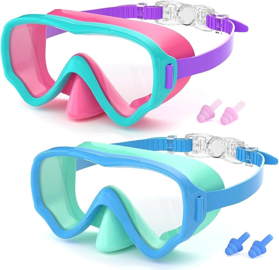 COOLOO 2 Packs Kids Goggles with Nose Cover, Swimming Goggles for Kids 4-16