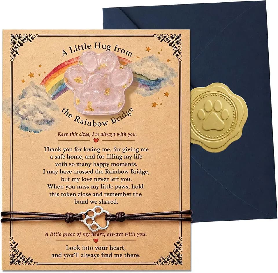 OFlyDesigns Pet Loss Gift Rainbow Bridge Dog Memorial Keepsake (Pink)