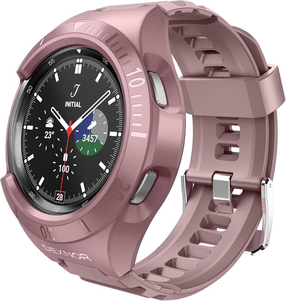 Dexnor Kompatibel mit Samsung Watch 4 Classic Armband (46MM), Militär Grade Hülle mit weichem Silikon Rugged Shockproof Verstellbare iWatch Bands Strap für Sport