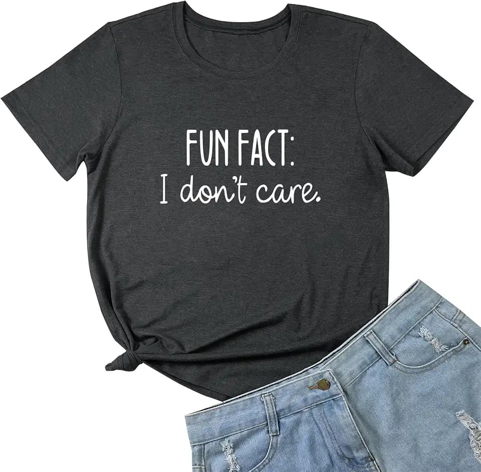 LOOKFACE Women Short Sleeve Tees Fun FACT Graphic Summer T Shirts