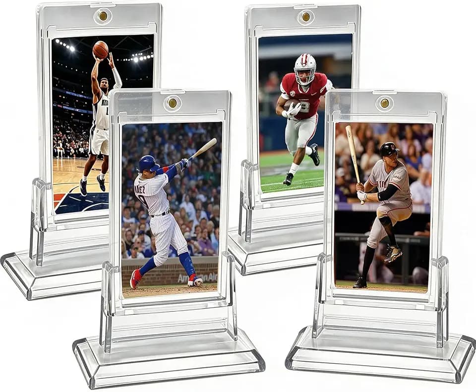4PCS Magnetic Card Holders for Trading Cards, Card Protector Holders with Acrylic Stands Bases, Baseball Card Holders Fit for MTG, Game Cards, Sports Cards, Football Cards, Baseball Cards (4PCS)
