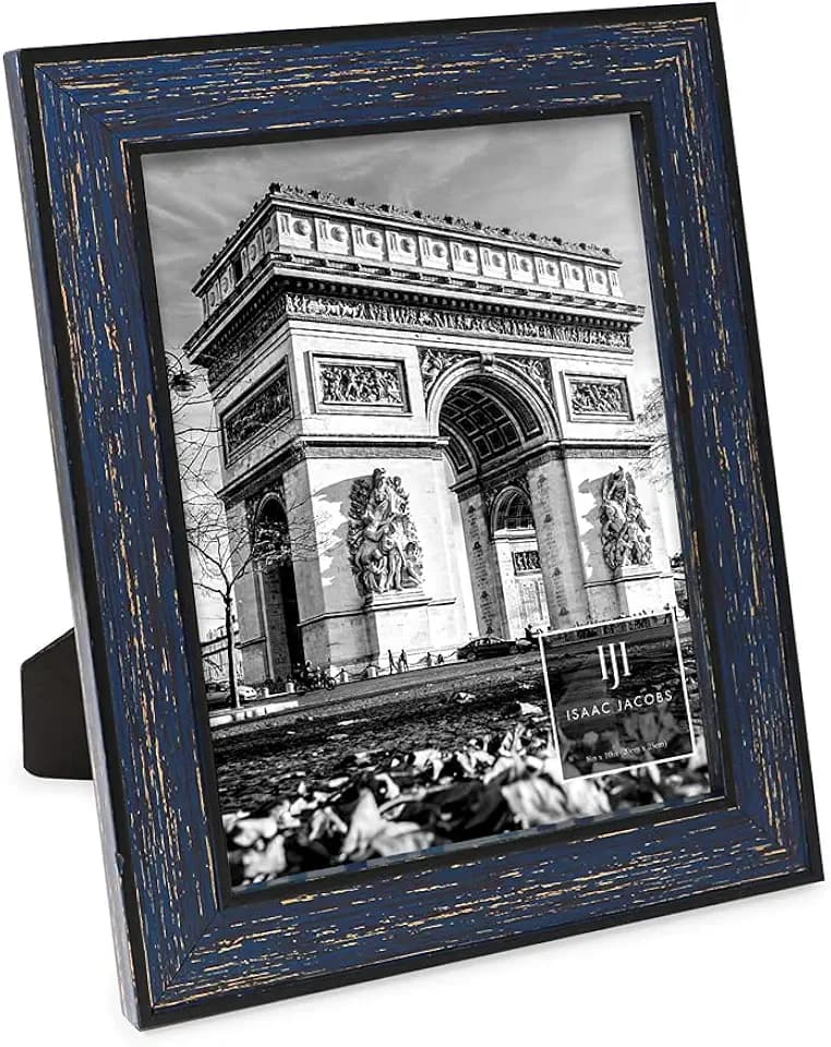 Isaac Jacobs 8x10 Navy w/Gold Double Border Picture Frame
