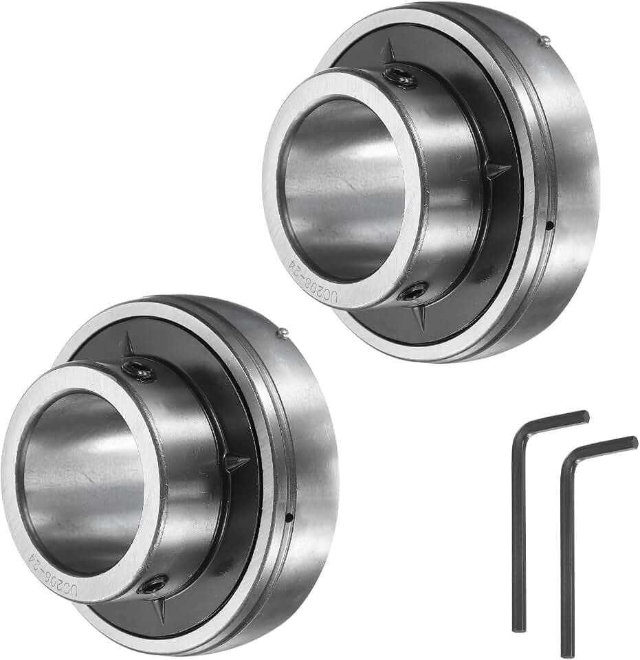 uxcell 2pcs UC208-24 Pillow Block Bearings 1-1/2" Bore Bearing Units Chrome Steel (GCR15) Flange Mounted Bearing Housing with Wrench