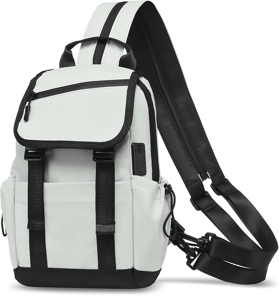 Small Backpack for Women Men with USB Charge Port, Beige