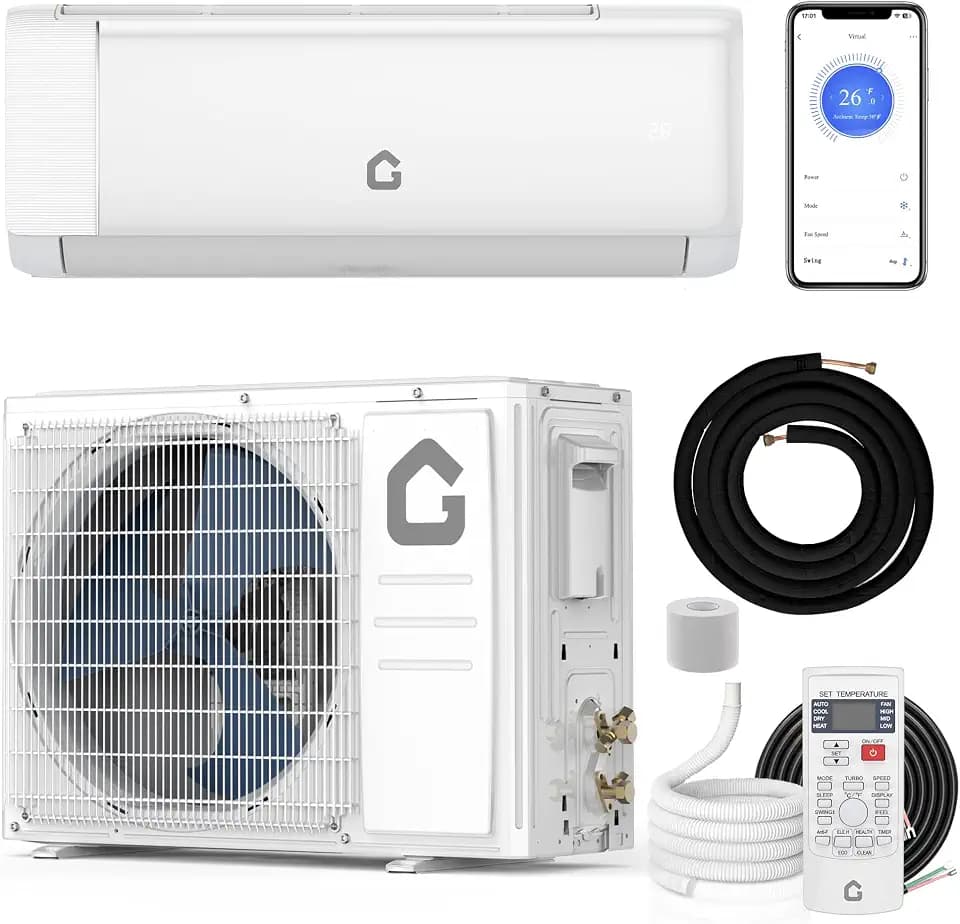 12,000 BTU Mini Split Air Conditioner with 22 SEER2 Efficiency,750 Sq.Ft Cooling/Heating, Energy Star Certified,Smart Inverter Tech,Alexa-Compatible WiFi Control,Professional Installation Kit Included