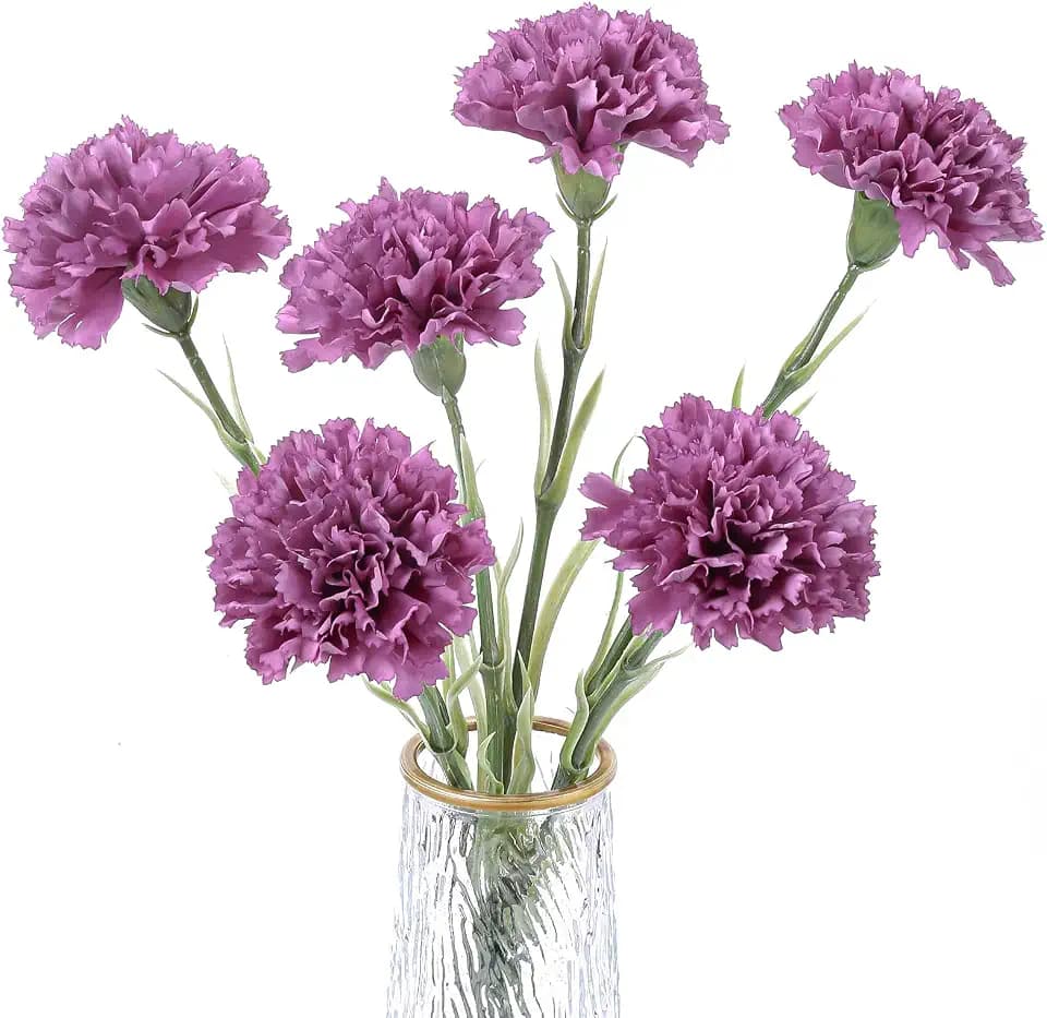 DuHouse 6pcs Artificial Flowers Carnations Latex Carnation Flowers