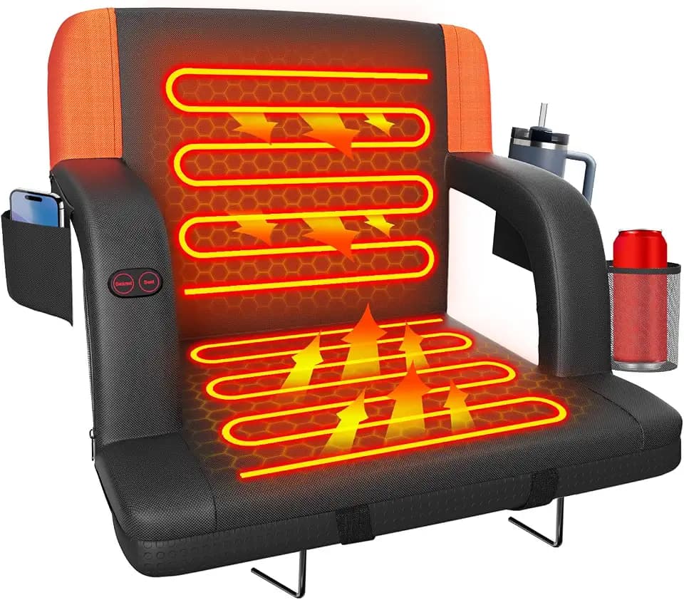 Suteck Heated Stadium Seat with Back Support, Portable Bleacher Chair