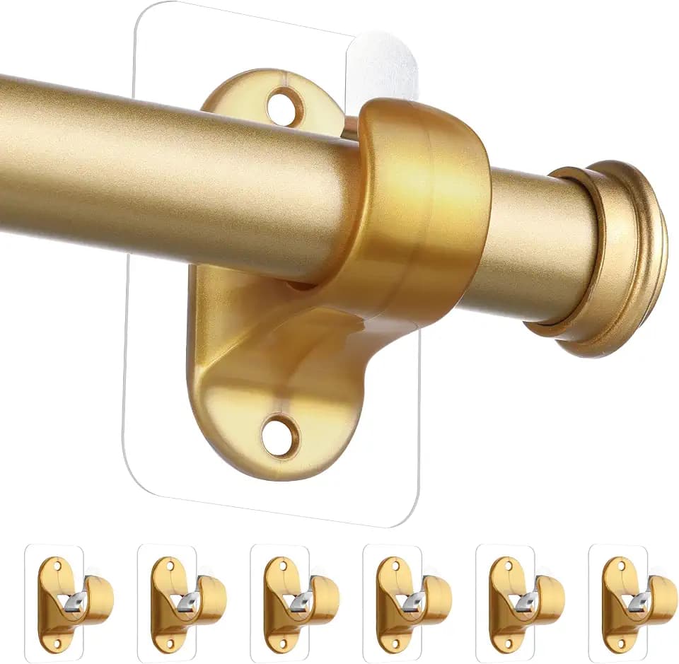 ANDGOO Adhesive Curtain Rod Holders-26LB, 6-Pack, Drilless Curtain Brackets