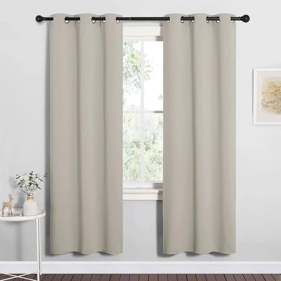 NICETOWN Natural Blackout Curtains for Bedroom 34" Wide x 72" Long 2 Panels
