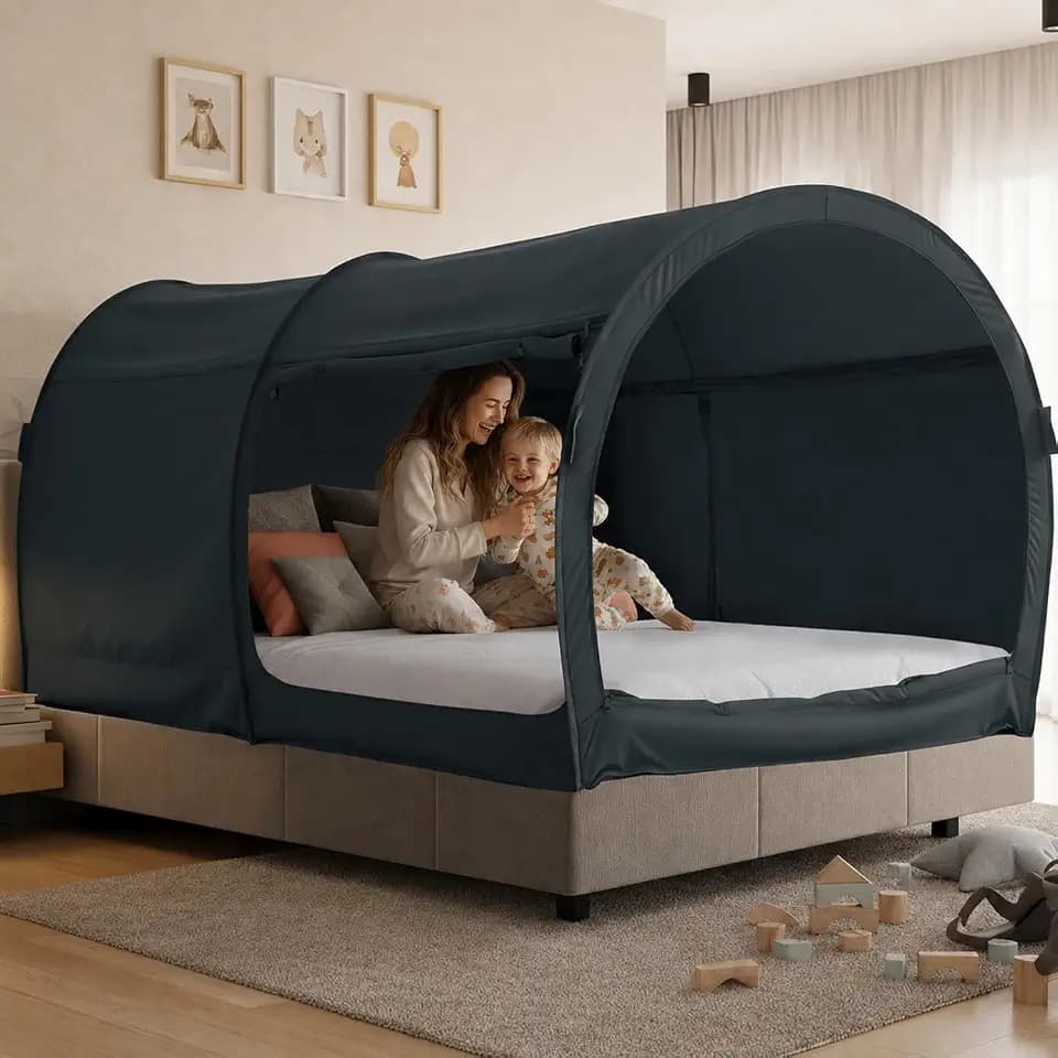LEEDOR® Bed Tent Dream Tent Bed Canopy Shelter Cabin Sleeping Tent Indoor Bed Curtain Pop Up Privacy Warm Breathable with 4 Doors Twin/Full/Queen for Kids and Adult (Mattress Not Included)