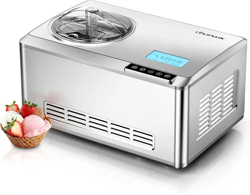 COUPLUX Fastest Freezing Ice Cream Maker, with Built-in Compressor 2.1QT