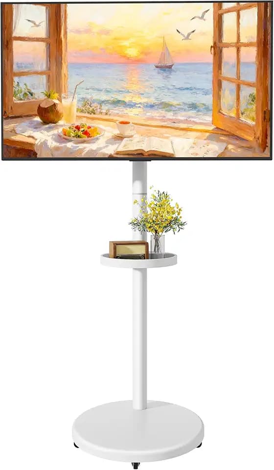 Rolling TV Stand for 13-43" TVs, 33 lbs, White