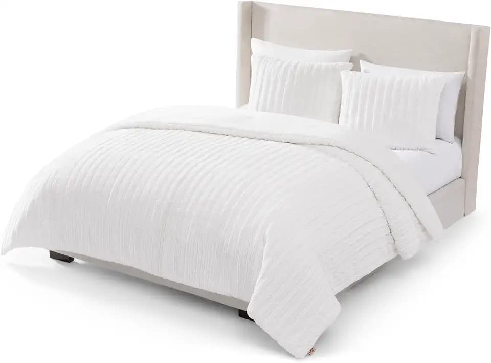 UGG Kenzie Queen Comforter Set, Plush Faux Fur, 3-Piece, White