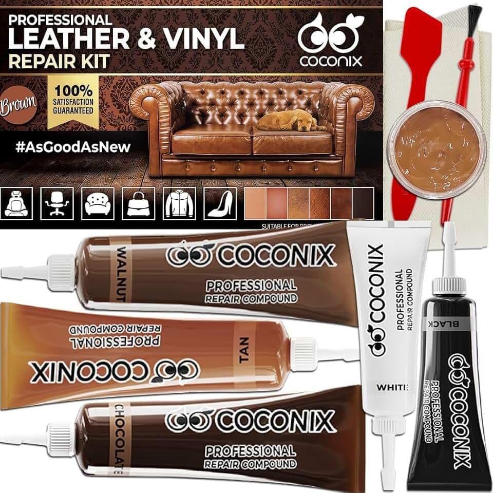 Coconix Braunes Leder Reparatur Set & Kunstleder Reparaturset für Autositze