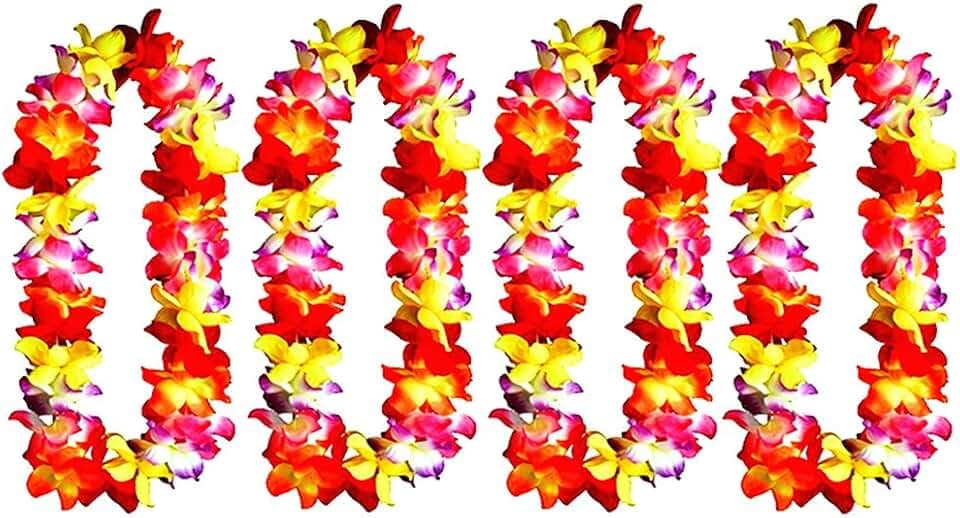 ALIMITOPIA Hawaiian Hula Leis Dance Wreath Garland Artificial Flowers Fabric Neck Loop for Luau Party Costumes (Multicolor;4pcs)