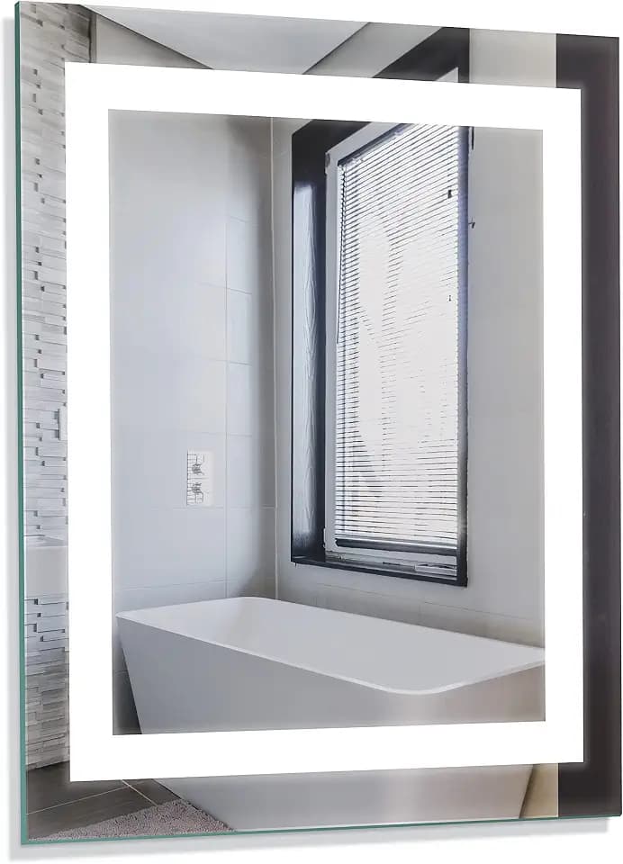 Homewerks 100150 24” x 30" LED Bathroom Mirror, Anti Fog Wall Mounted Horizontal or Vertical Vanity, 5000 Kelvin, Bright White Daylight Color Temperature Light, 24"x30"