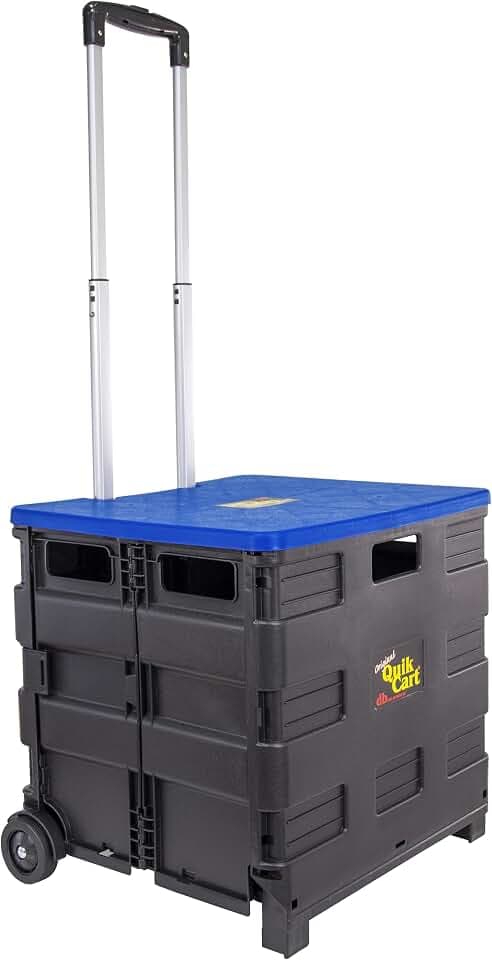 dbest Products Quik Cart Standard Collapsible Rolling Crate - Blue Lid