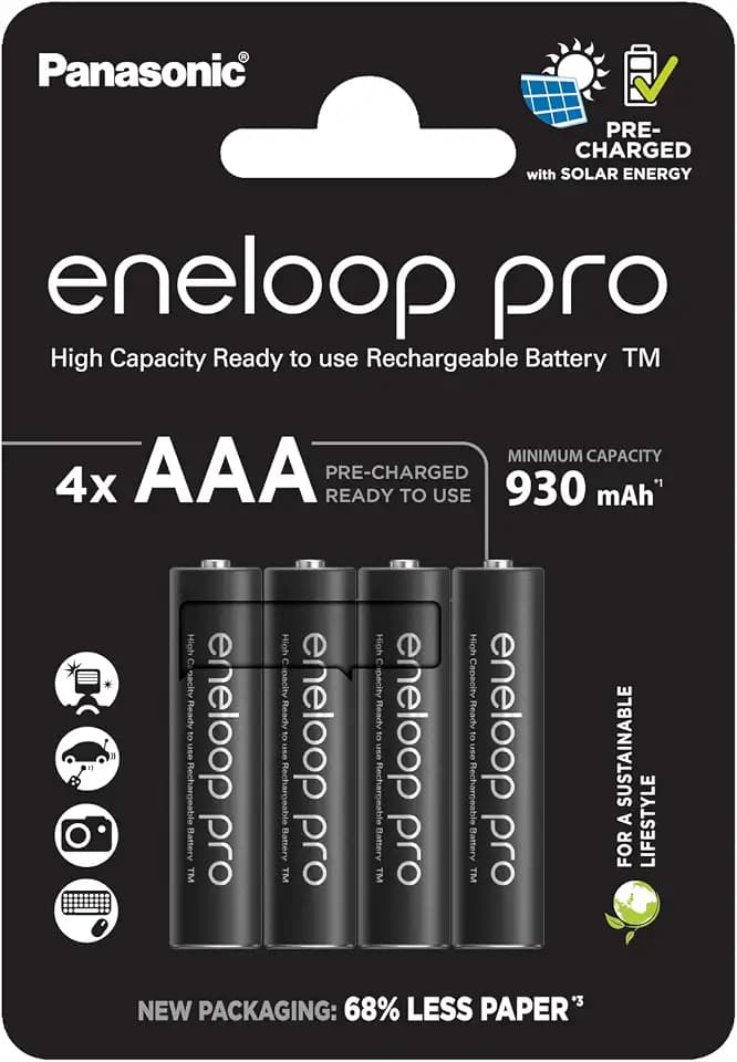 eneloop pro - AAA Akkus Wiederaufladbar (4 Stück) - 930 mAh NiMH Batterien