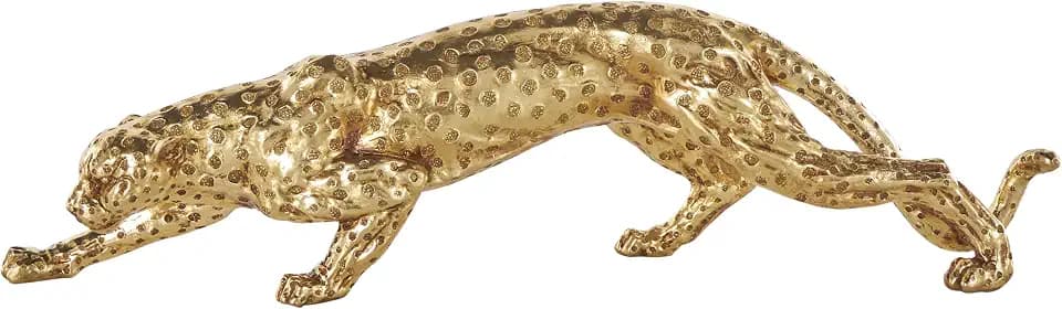 Deco 79 Resin Leopard Decorative Sculpture Home Decor Statue with Textured Spots, Accent Figurine 26" x 5" x 7", Gold
