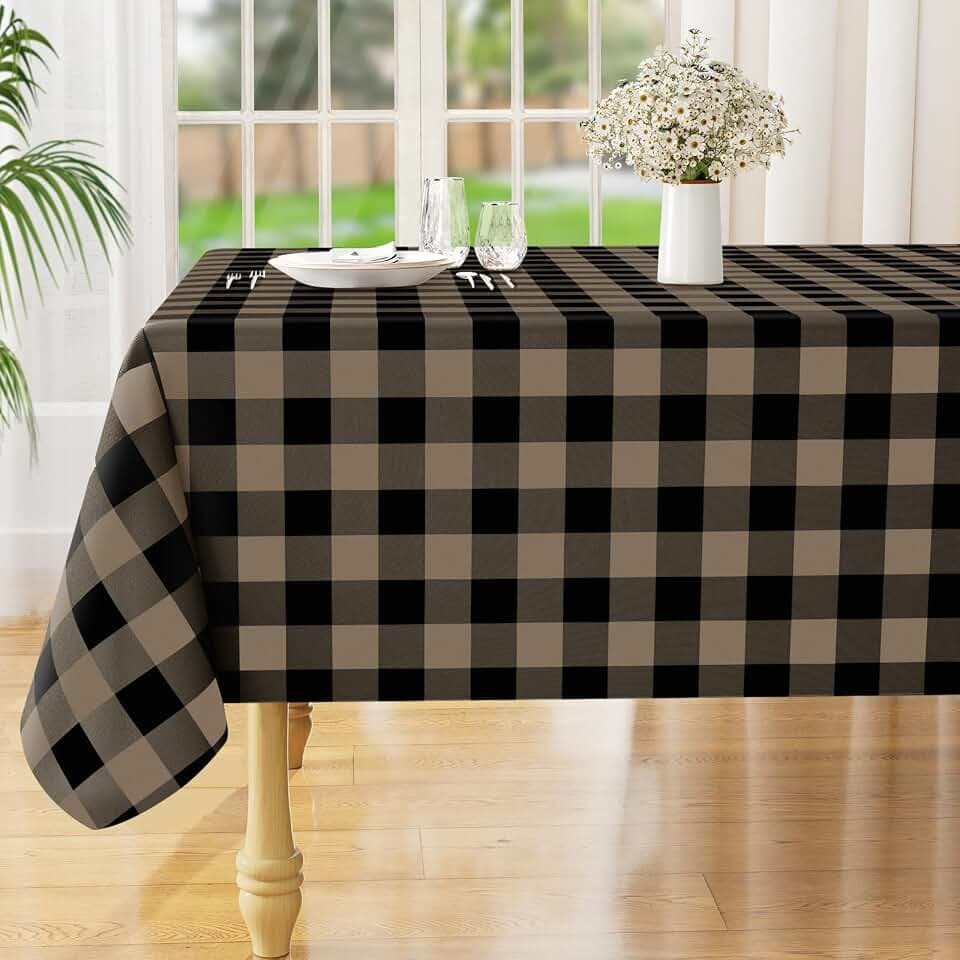 misaya Rectangular Waterproof Vinyl Table Cloth, Flannel Backed Tablecloth
