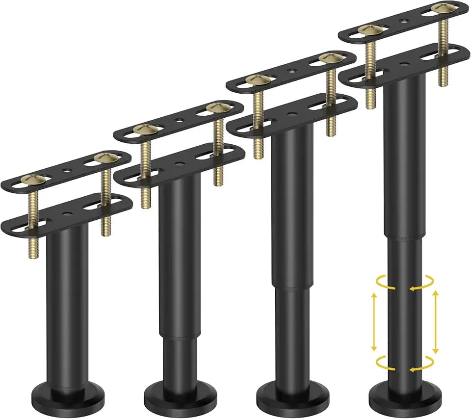 Wlrrcwdttc 4 Pcs Adjustable Height Bed Support Legs 5.9-10.5 inch, Bed Frame Center Support Legs for Bed Frame/Bed Center Slat/Furniture,Heavy Duty Metal Bed Replacement Legs Bed Slats Support Legs