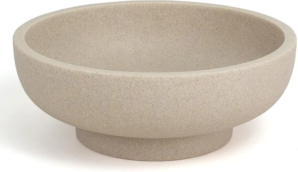 YMXYJM Decorative Resin Bowl, Large Fruit Bowl, Artificial Stone Beige