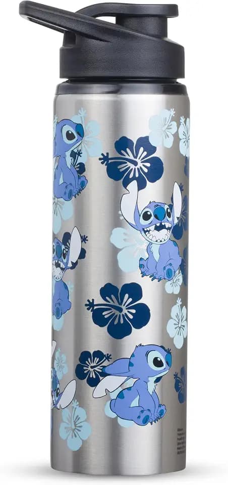Silver Buffalo Disney Lilo and Stitch, Stainless Steel Water Bottle, 25oz