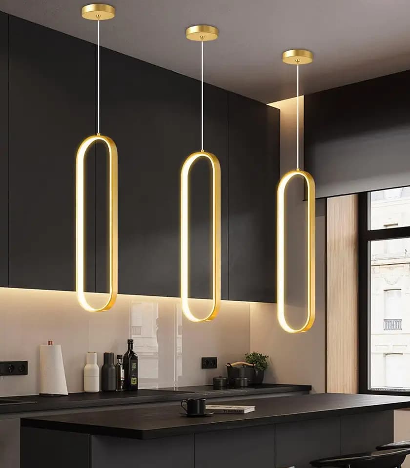 Ring Chandelier Modern LED Dimmable Pendant Lighting Adjust Ceiling Light for Kitchen Island Foyer Lobby Living Room Staircaes Gold