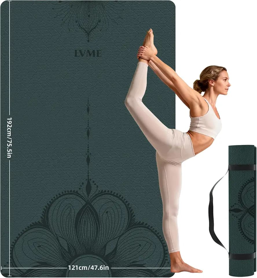 Large Yoga Mat (75.5"x47.6"x0.4")Extra Wide & Thick 10mm