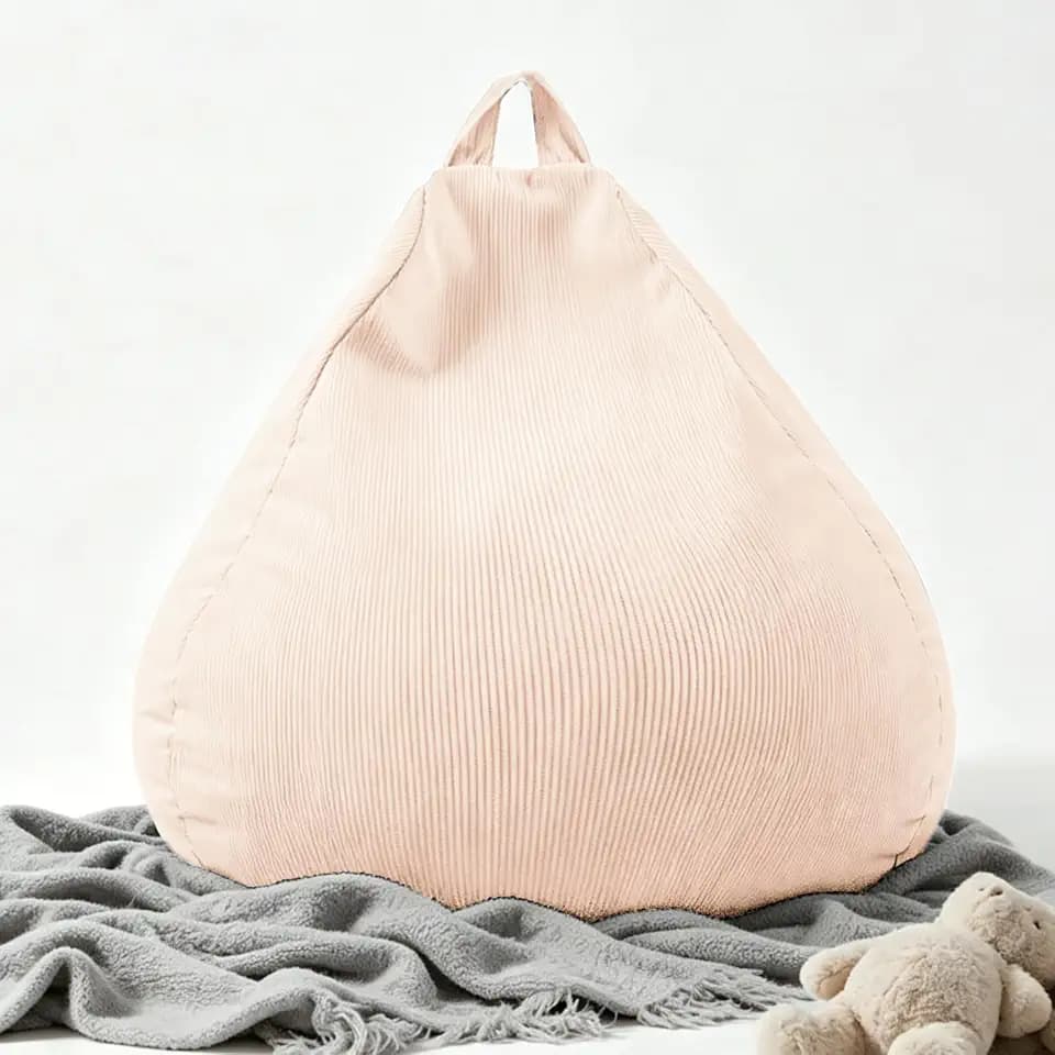 LPMOERA Stuffed Animal Storage Soft Bean Bag Chair Cover No Filler Beige