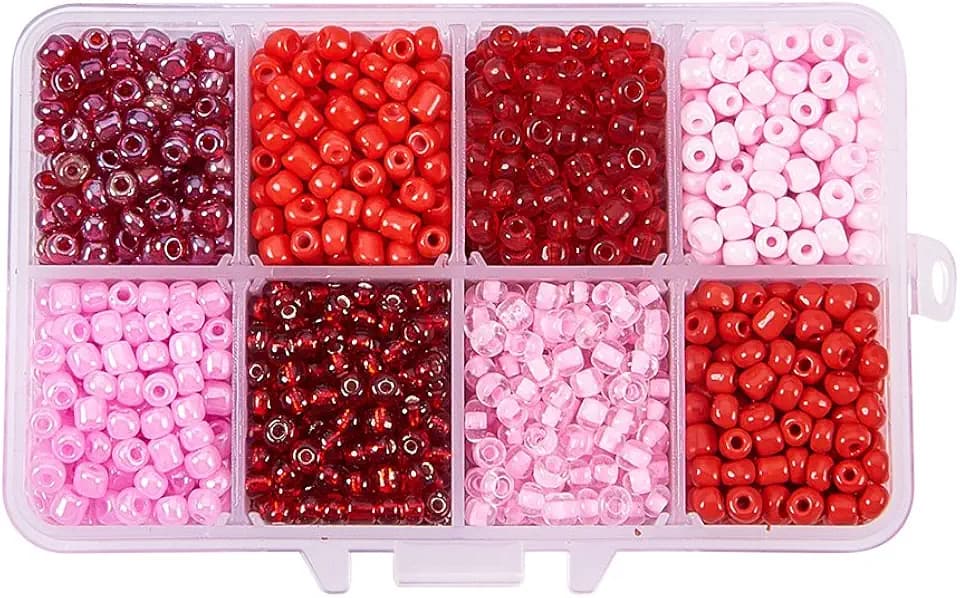 PH PandaHall 1900Pcs Red Pink Seed Beads 4mm Small Pony Beads