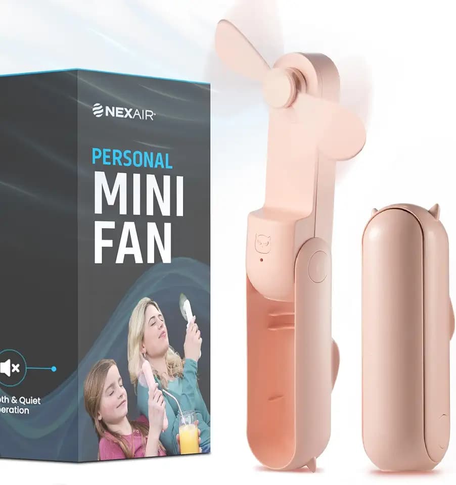 Handheld Mini Fan, 2 Speed Portable Fan, Rechargeable Hand Fan With Power Bank, Pink Personal Fan For Women & Kids, Quiet Table & Desk Fan For Office, Foldable USB Fan Great For Travel, Outdoors