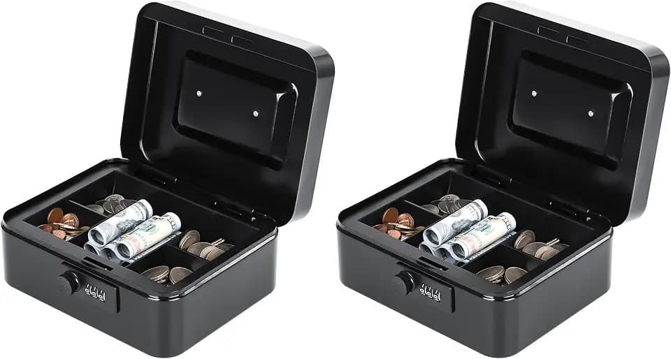 KYODOLED Small Metal Combination Lock Box for Cash and Medication, 2 Pack