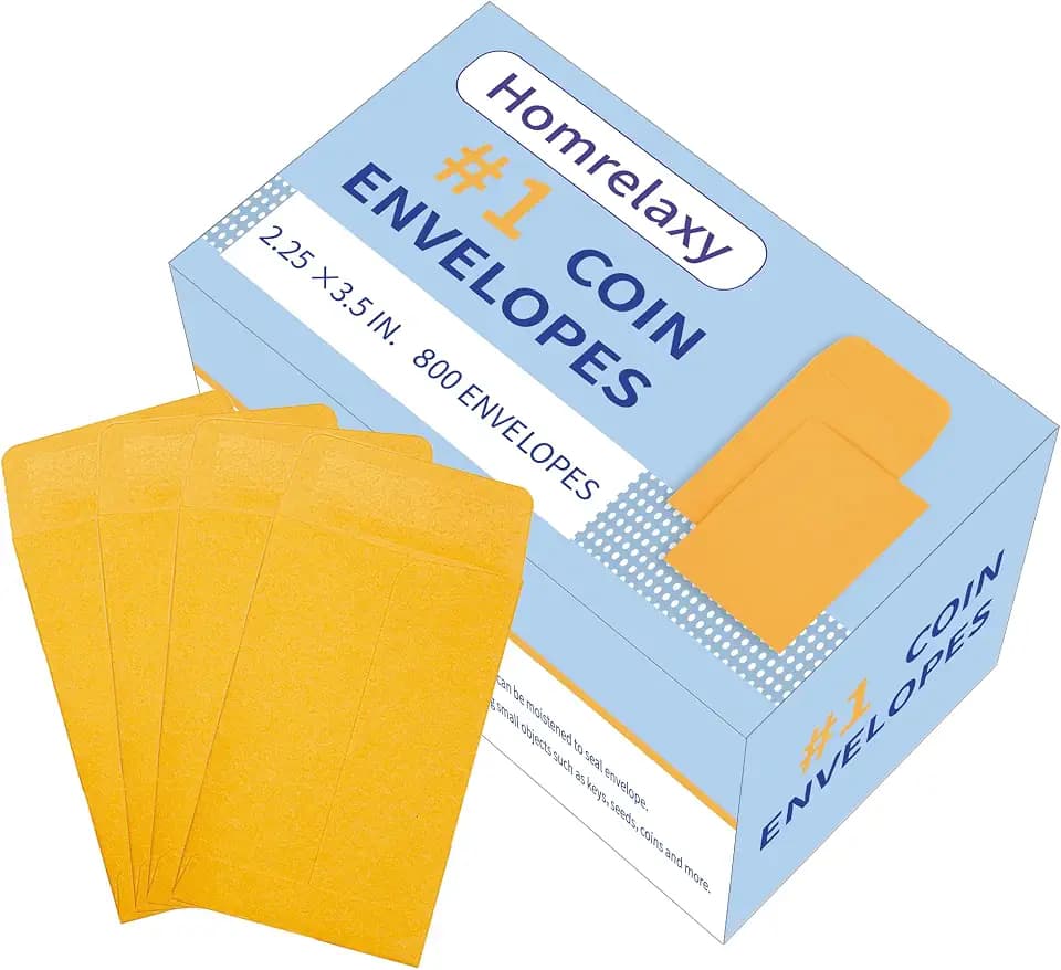Homrelaxy 800 Pcs #1 Small Coin Envelopes 2.25" x 3.5" with Gummed Flap