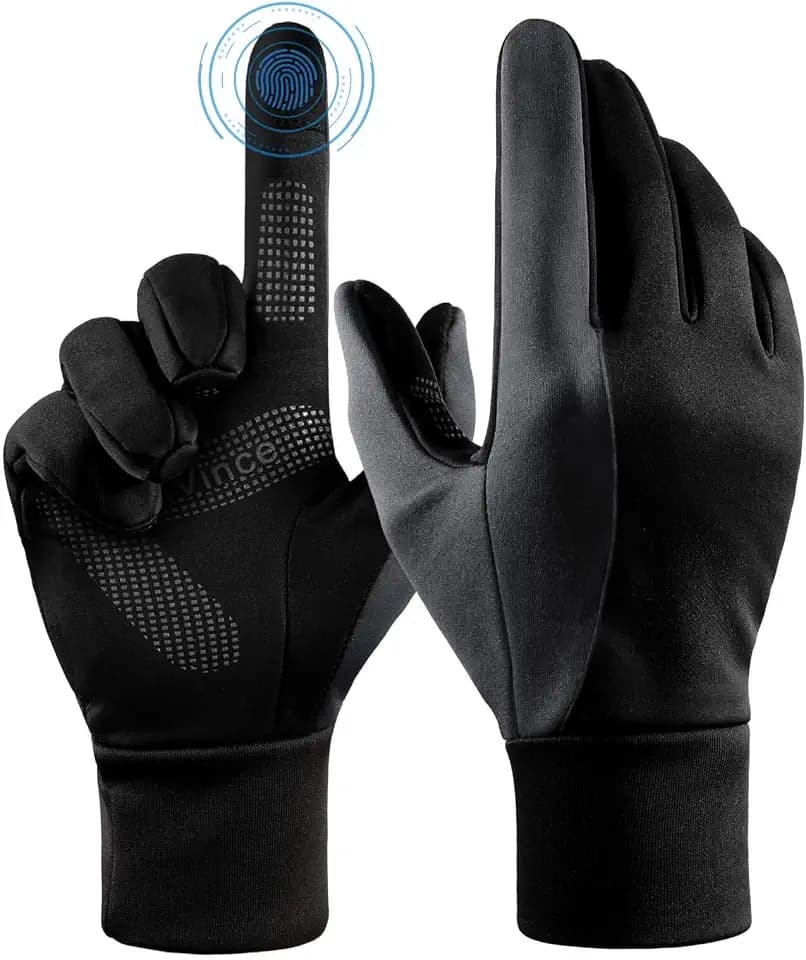 FanVince Winter Gloves Touch Screen Water Resistant Windproof Thermal for Running Cycling Driving Hiking for Men Women Black-Gray