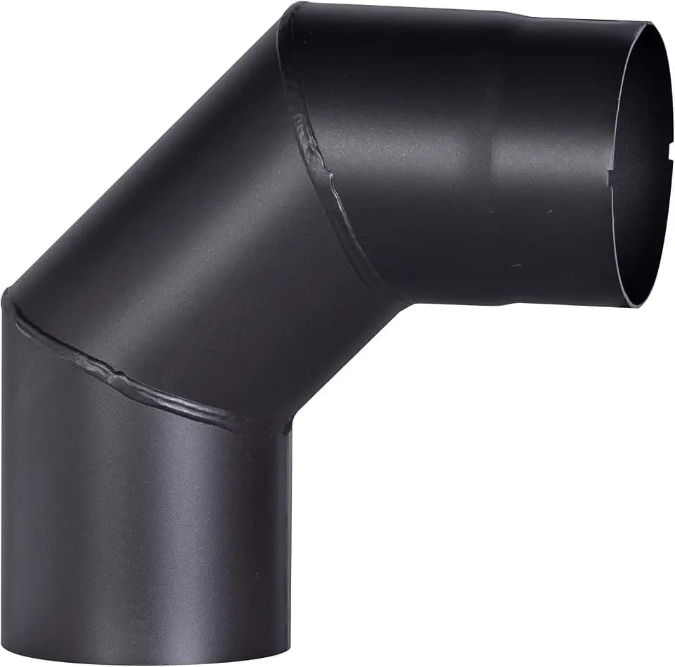 FIREFIX R130/BO Ofenrohrbogen aus 2 mm starken Stahl (Rauchrohr) in 130 mm Durchmesser, für Kaminöfen und Feuerstellen, Senotherm, schwarz, 90 Grad, ohne Reinigungstür
