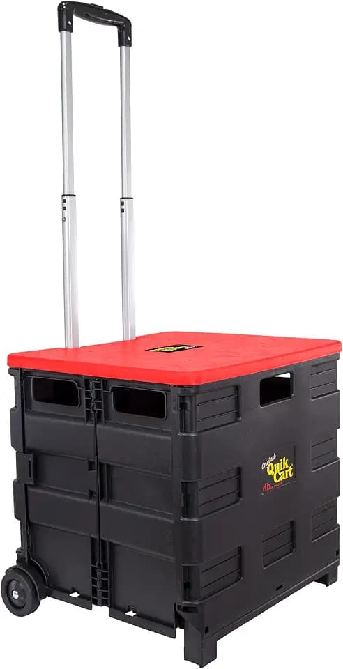 dbest Products Quik Cart Standard Collapsible Rolling Crate - Red Lid