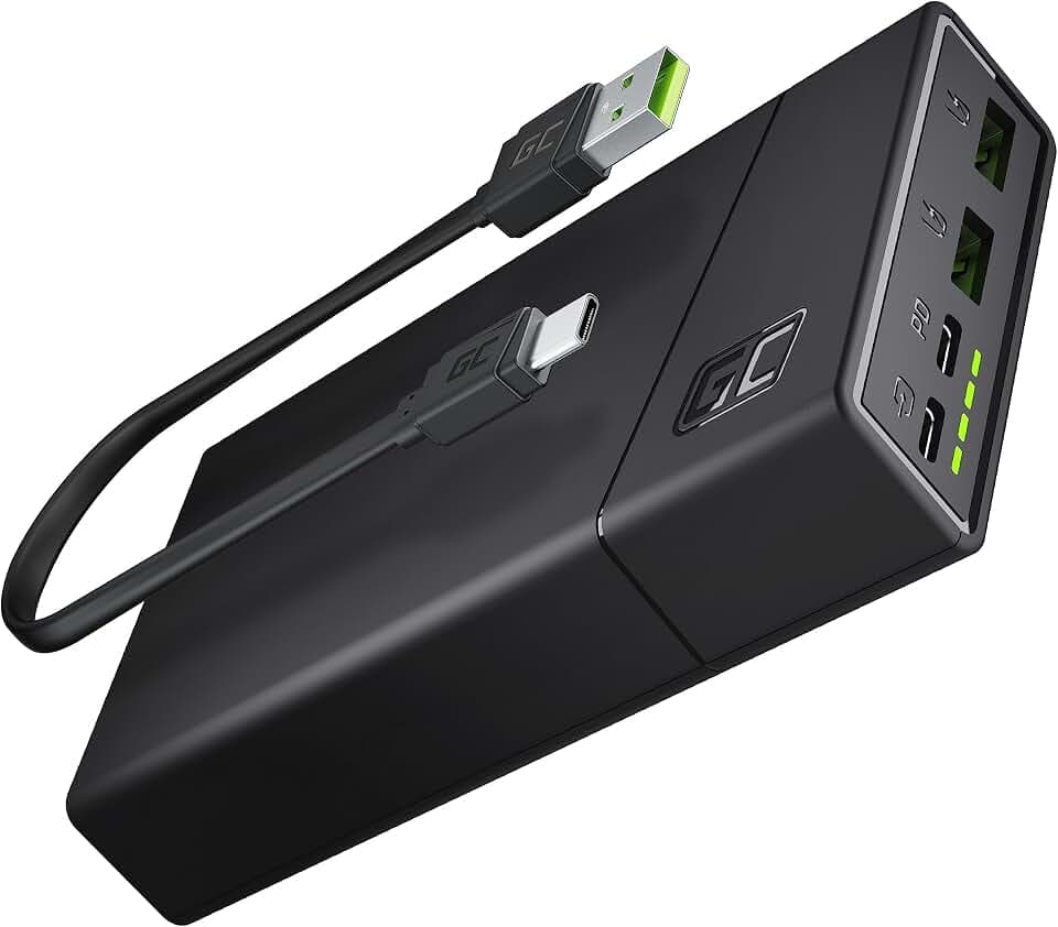 Green Cell Powerbank 20000mAh 18W PD USB C Externer Handyakkus GC PowerPlay20 Tragbares Ladegerät Power Delivery Schnellladefunktion QC 3.0 für iPhone 15 14 13 12, Samsung Galaxy, iPad, Handys