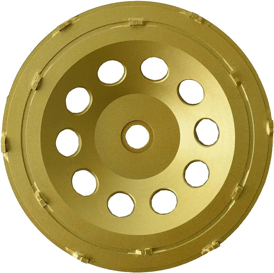 7 in. x 7/8-5/8 in.12 PCS PCD 7 Inch Double Row PCD Cup Wheel, Epoxy Mastic Thinset Glue Stucco Tough Concrete Coating Removal PCD Grinding Cup Wheel (7/8"-5/8" Non-Threaded)