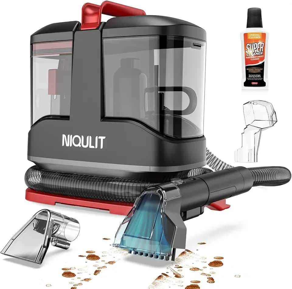 Portable Spot Cleaner Machine for Carpet and Upholstery - 15Kpa Deep Spot Cleaning for Area Rugs, Pets, Car, Couch Cleaner Machine with Dual Size BrushHead & Self-Cleaning System for Stairs/Furniture