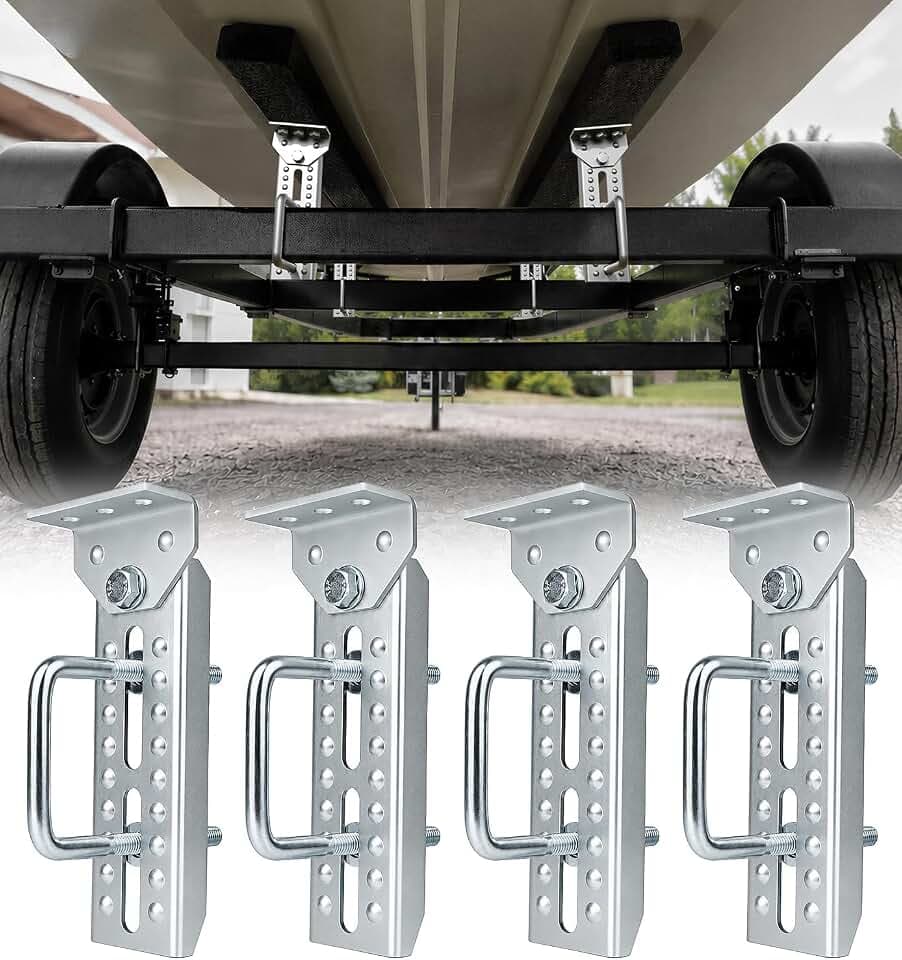 Heavy Duty Boat Trailer Bunk Brackets, 4 PCS 8" Galvanized Swivel Top Bunk Bracket Kit for 1.5" x 3", 2" x 3", 3" x 3" Boat Trailer Crossmember