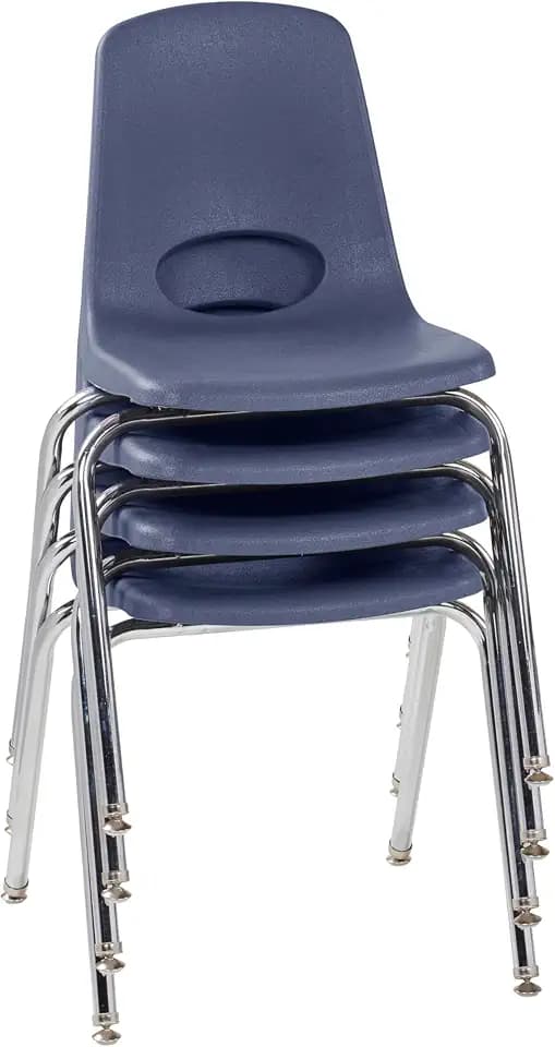FDP 18" School Stack Chair with Swivel Glides, Navy, 4-Pack, 10384-NV