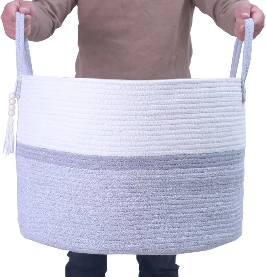 laundry hamper with Handle,Nursery Hamper in Baby Nursery&Bathroom, Living Room for Toys, Clothes and Blanket (Gray, 100L)