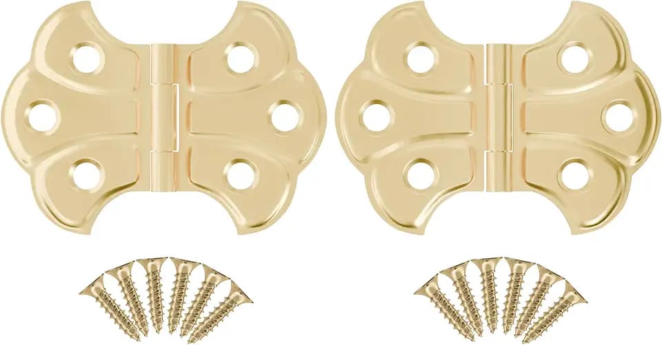 Polished Brass Butterfly Hinges - 2" x 1-7/16" - Pack of 8 - Surface Mount Hinges for Cabinet Doors and Boxes - UA-262-HPB (4)